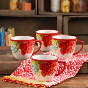 4-Piece 16-Ounce Coffee Cup Set Microwave Safe Everyday Entertaining Stoneware - Picture 1 of 8