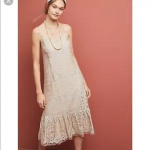 Anthropologie Eri + Ali Twilight Lace Dress Size L NEW Ivory Gray Sleeveless - Picture 1 of 7