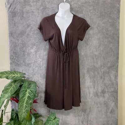 NWT Nicole Miller T-Shirt Dress Women Size XXL Brn. UPF 50+ surplice neck cinch - Image 1 of 4