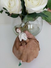 Antique Porcelain Half-Doll Pincushion Risque Boudoir Lady Figurine vtg shabby