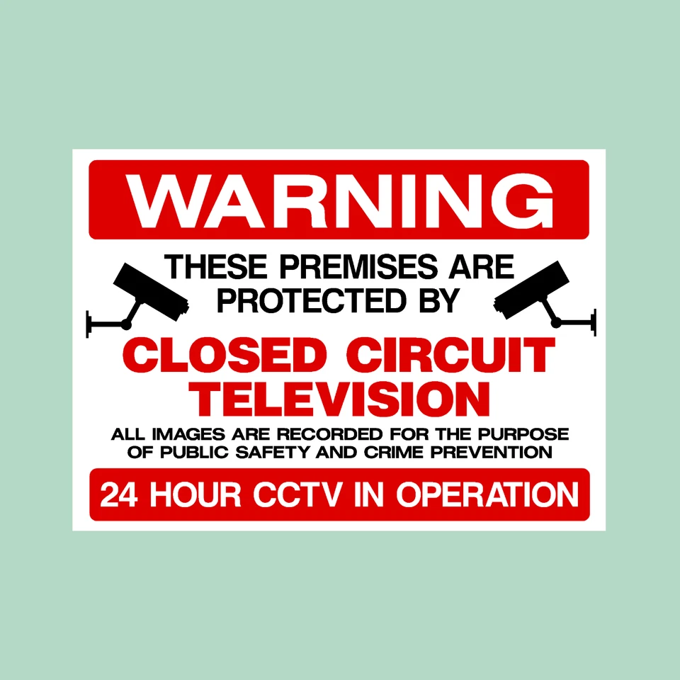 THESIGNWAREHOUSE CCTV WARNING THESE PREMISES ARE PROTECTED Plastic Sign / Sticker (MISC4)