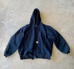 Carhartt Mens J140 BLK Canvas Workwear Hooded Jacket Black Size X Large - Picture 1 of 8