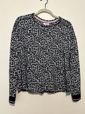 Suéter Pullover Kensie Mujer Negro Gris Leopardo Talla Pequeña Rosa Puño Brillante Foto 1 de 4
