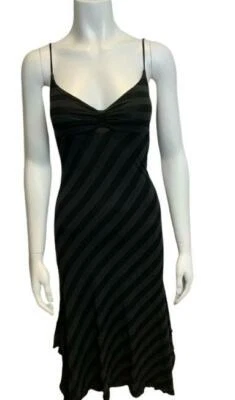 Vestido midi de verano Ella Moss a rayas negro y carbón en algodón prima talla XS  Foto 1 de 4