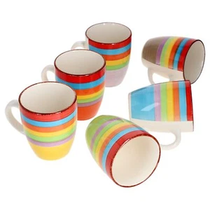 6er Set Ibiza Rainbow Kaffeebecher mit Henkel 350ml bunte Tee-Tassen Regenbogen - Bild 1 von 6