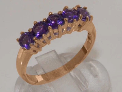 10k Rose Gold Natural Amethyst Womens Eternity Ring - Sizes 4 to 12 Foto 1 de 4
