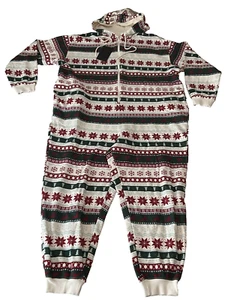 Fabletics Cozy Fleece Hooded One Piece Womens Size 2X Multicolor Holiday Pockets - Picture 1 of 20
