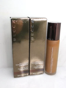 BECCA AQUA LUMINOUS PERFECTING FOUNDATION DEEP BRONZE 1 OZ BOXED LOT OF 2 - Picture 1 of 4