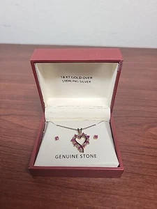 Pendientes colgantes de oro de 18k sobre plata de ley con rubí genuino - Imagen 1 de 9