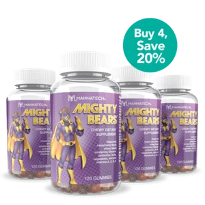 Mannatech MightyBears Grape Berry Flavor Kids Antioxidant 4 pack 120pc ea NEW - Picture 1 of 1