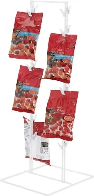 Lot of 2 Spring Clip Racks Countertop Chips Snacks White Metal Display Rack