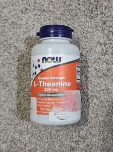 Now Foods L-Theanine Double Strength 200 mg *LARGER 120 Veg Capsules GMP Quality - Picture 1 of 2