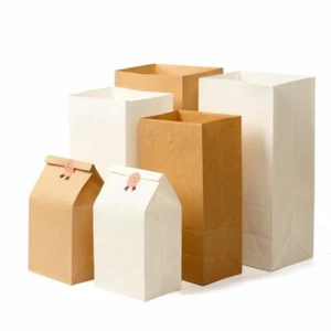10/20pcs Brown Kraft Paper Bag For Packing Biscuits Bread Cookie Nuts Snack Food - Picture 1 of 14