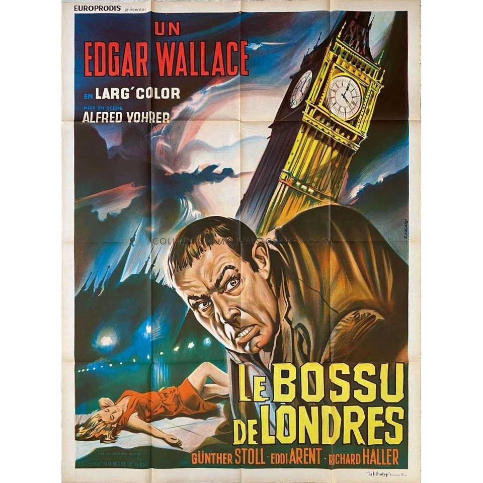 DER GLÖCKNER VON SOHO französisches Filmplakat - 47 x 63 Zoll - 1966 - Edgar Wallace, G - Bild 1 von 1
