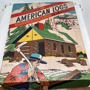 Vintage Halsam American Logs Large Set in Original Box Child's Construction Toy - Picture 1 of 6