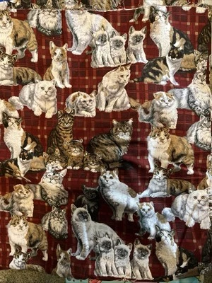 1.667 Yds Quilt Craft Fabric Breeds  CATS David Textiles Material 60” x44 Vintag - Image 1 of 3
