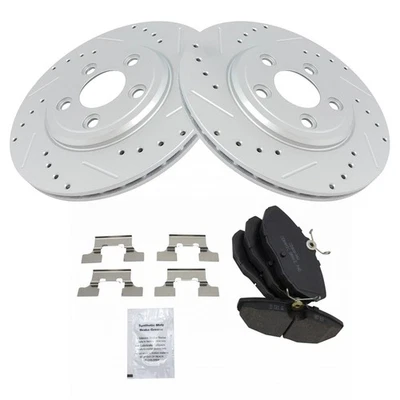 Pastilla de freno trasera Posi cerámica y kit de rotor perforado ranurado recubierto en G de rendimiento Foto 1 de 4