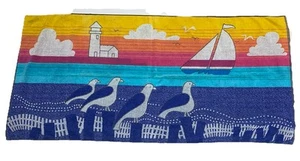 Telo mare franco vintage anni 90 gabbiano barca a vela colorato colori vivaci 56x27 - Foto 1 di 9
