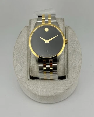 Reloj Movado Museum Clásico Automático Esfera Negra Dos Tonos 0608036 Nuevo En Caja Foto 1 de 4