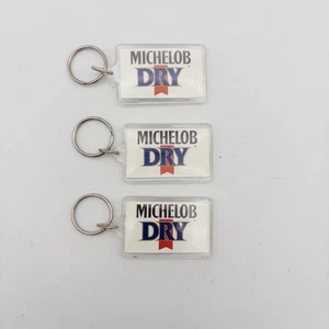 Vintage Michelob Dry Beer Keychain Lot of 3 – Classic Retro Hard Plastic Logo - Picture 1 of 5