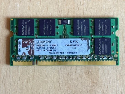 Kingston KVR667D2S5/1G 1GB PC2-5300 667MHz Laptop SODIMM Memory - Image 1 of 3