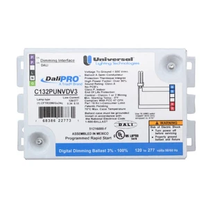 UNIVERSAL C132PUNVDV3 DALI CFL DIGITAL DIMMING BALLAST, 3% - 100%, 120/277V - Picture 1 of 1