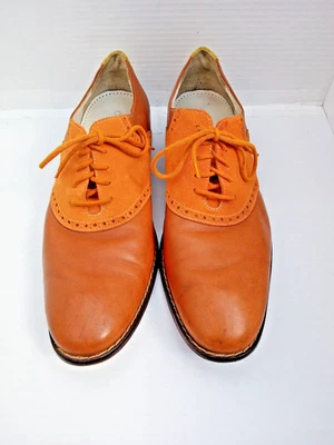 VERY RARE Cole Haan 3-Tone Cognac/orange/yellow Oxfords Saddle shoes no box - Image 1 of 4