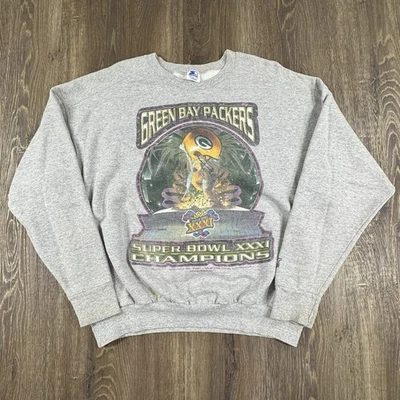 Suéter de cuello redondo Green Bay Packers Starter 1997 Super Bowl para hombre grande NFL años 90 Foto 1 de 4