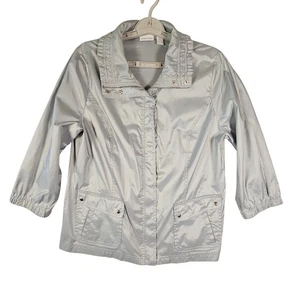 Zenergy by Chico's Gray/Silver Sheen Lightweight Jacket Size 2/US L 3/4 sleeve - Picture 1 of 10