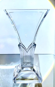 Mikasa Kristall Clematis Muster 11" hoch geschliffen Vase ausgestellt gerippt Art Deco schwer - Bild 1 von 14