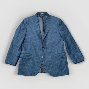 PETER MILLAR Navy Gingham Wool Two Button Blazer Mens Size 46R - Picture 1 of 11