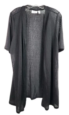 Denim & Co. Women's Size Large Black Short Sleeve Lightweight Cardigan - Image 1 of 4