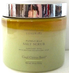 BATH BODY WORKS Luxuries COOL CITRUS BASIL Purely Silk Salt Scrub, 16 oz, NEW - Picture 1 of 2