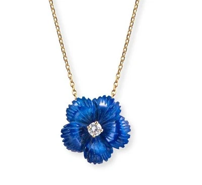 Collar Colgante Flor Oro Amarillo 18k Boucheron Lapislázuli y Diamantes Foto 1 de 3