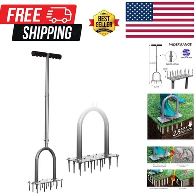 Aireador de césped manual con 15 picos de hierro para revitalización saludable del césped Foto 1 de 4