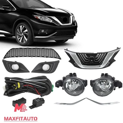 Juego de 8 molduras y faros antiniebla de parachoques de parrilla delantera para Nissan Murano 2015-2018 Foto 1 de 4