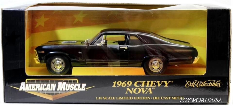 Ertl 1/18 1969 Chevy Nova SS Tuxedo Black 32226 American Muscle '69 Rc2
