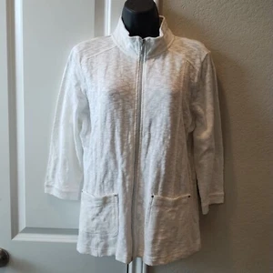 Onque Casuals Sweater Jacket Women’s Small  Zip-up Cotton 2-Pocket Jacket NWT - Picture 1 of 10
