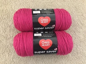 Red Heart Super Saver Yarn Shocking Pink #4 M Worsted 7oz/198g, 364yds/333m - Picture 1 of 6