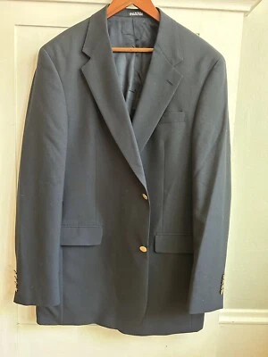 Austin Reed Navy Wool Classic Blazer Gold Buttons USA Made Men’s Jacket 44 Long - Image 1 of 4