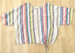 Time and Tru Women's 2XL Shirt Top Linen Blend Beachy Nautical Dolman Sleeve - Picture 1 of 6