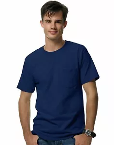 Hanes Mens Beefy-T Pocket T-Shirt - Picture 1 of 2