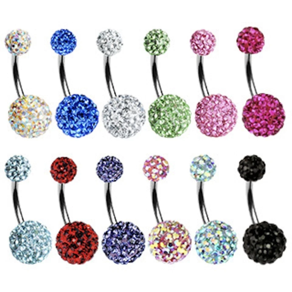 (1pc) Ferido Sparkle Belly ring Surgical Steel 16g 5/8mm balls 10mm barbell #108 - Image 1 of 1