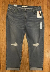 LEVI STRAUSS Simply Stretch Mid-Rise Boyfriend Cuff Jeans, Size 22 NEW WITH TAGS - Picture 1 of 5