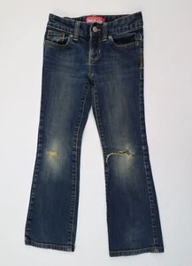 Old Navy Boot Cut Girls Youth Size 6 Slim Blue Jeans Distressed Holes - Picture 1 of 10