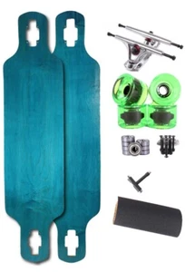 40" blue drop through longboard skateboard complete kit green wheels (Maple) - Picture 1 of 10