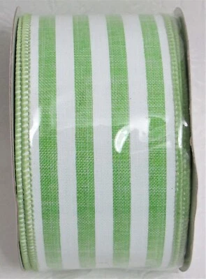Cinta con cable Kirkland's Home algodón a rayas verdes y blancas 2,5" x 10 yardas Foto 1 de 4