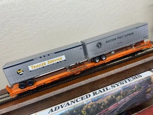 TRANSORT 85 ft ALL PURPOSE TOFC FLAT CAR w/ 2 TRAILERS B&O / GN HO Scale NEW RTR - Picture 1 of 12