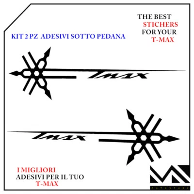 MOTOSTORE KIT 2 ADESIVI SOTTOPEDANA YAMAHA TMAX STELLA PER T-MAX 500 COLORE NERO