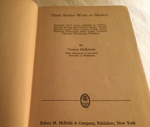 These Stories Went to Market by Vernon McKenzie 1935 HC 1st Edition - Picture 1 of 8